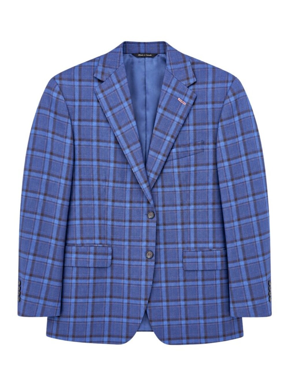 Coppley Blue Plaid Windowpane Two Button Sport Coat Blazer Notch Lapel 44R